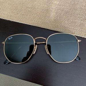 Ray-Ban Unisex Hexagonal Flat Lenses - Gold/Green